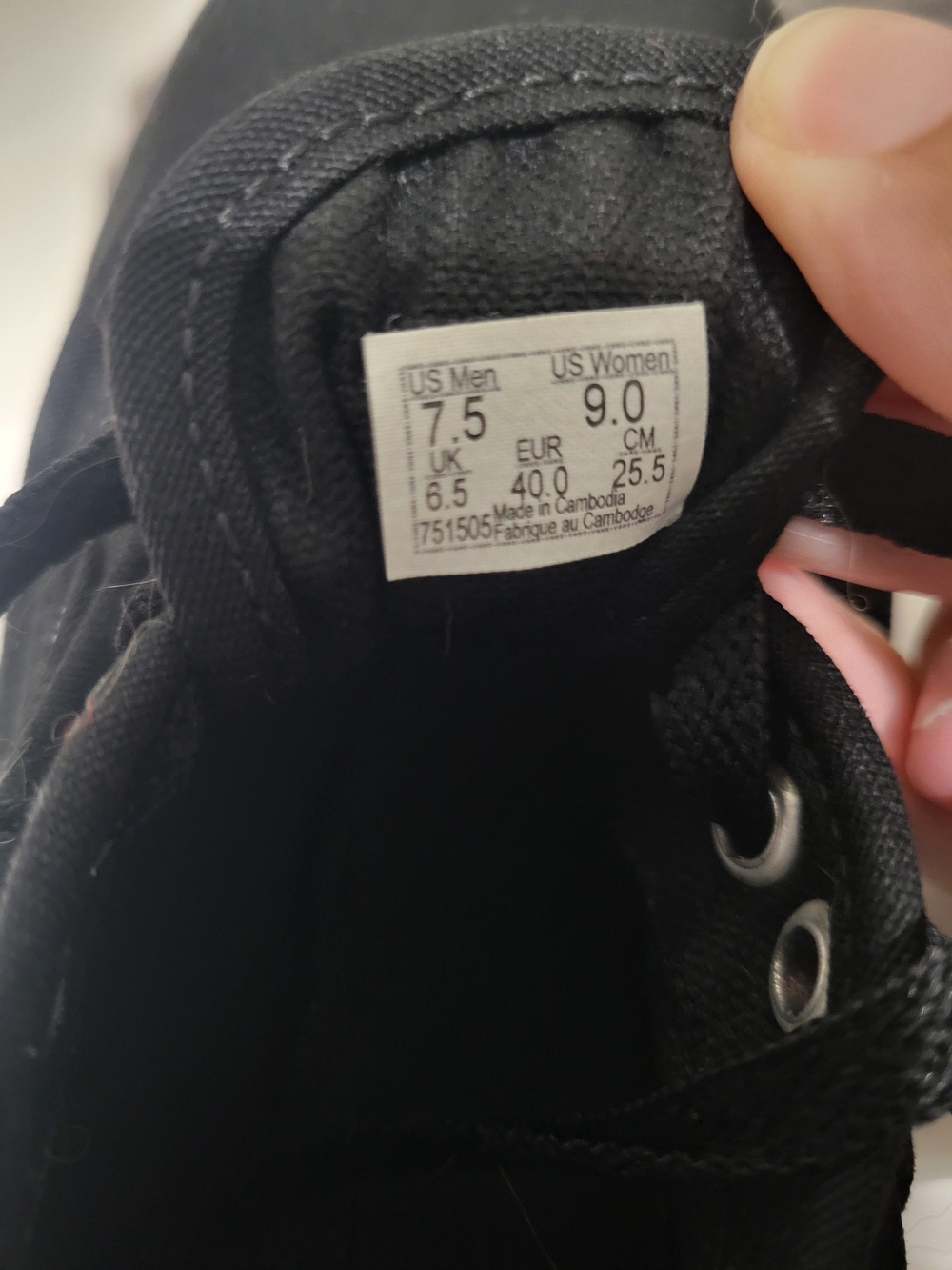Womens 9.0, Mens 7.5 Vans Authentic Classic Canvas Sneakers in Black - Picture 10 of 10